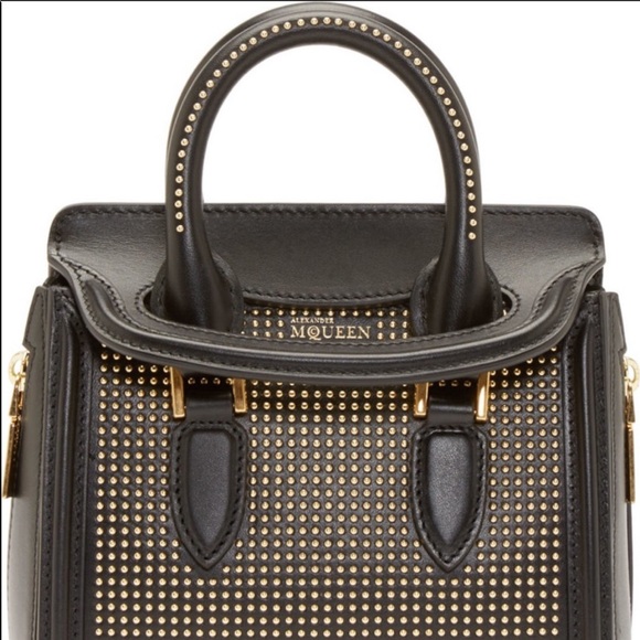 Alexander McQueen Leather Mini Heroine Black Gold Studded Tote - Picture 5 of 16